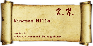 Kincses Nilla névjegykártya